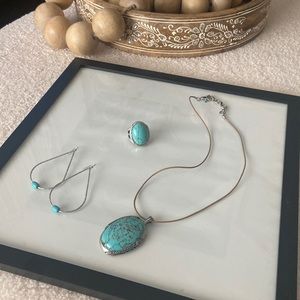 Lucky Brand Turquoise and Silver Jewelry Set
